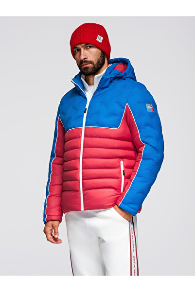 OMBRE Steppjacke für Männer mit abnehmbarer Kapuze - Blau OM-JALP-0206