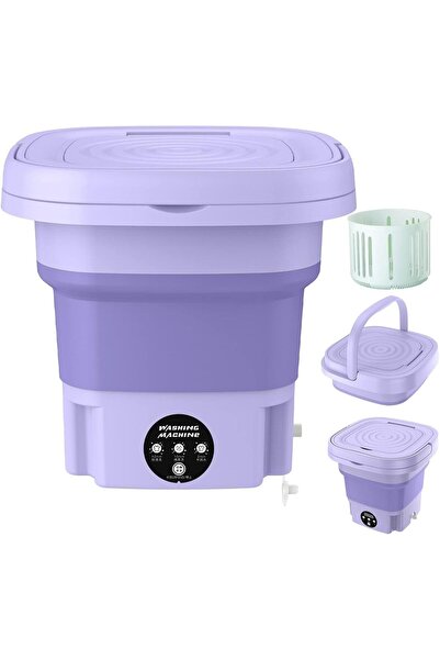 Primo Plus Portable Folding Washing Machine - 8L Mini With Drain Basket for Apartment, Laundry