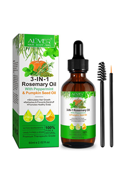 OEM Ulei 3-în-1 cu Rozmarin, Mentă și Semințe de Dovleac | Creștere și fortifiere, 60 ml