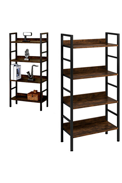 zola Βιομηχανικό ραφιέρα, 4 ράφια, ατσάλινος σκελετός, 60 x 27,5 x 126 cm, φι...