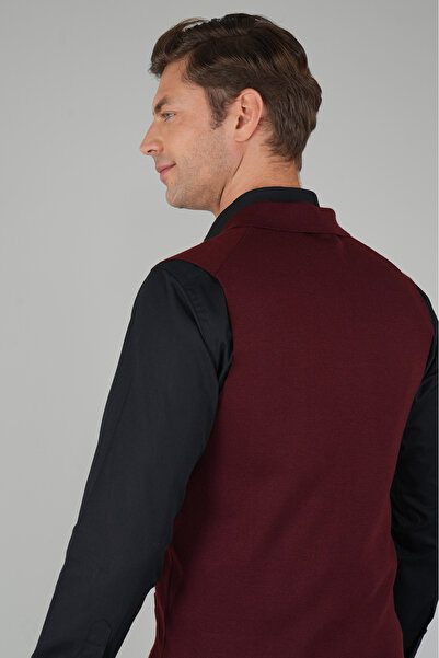 Bisse Bordo Kruvaze Yün Erkek Yelek