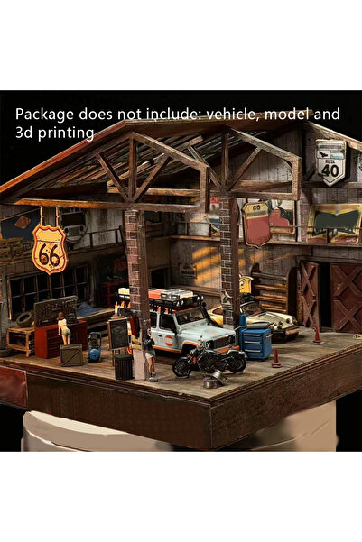Choice 1:64 American Garage & Car Warehouse DIY Model Kit - Easy Assembly Vintage Scene Building Material