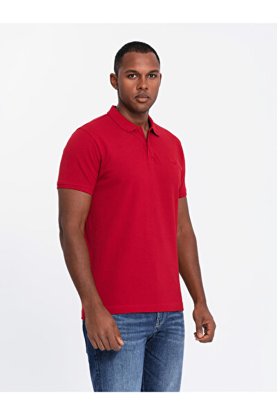 OMBRE Pánské bavlněné polo tričko BASIC - bílá/červená/tmavomodrá V3 OM-POBS-0133 XL