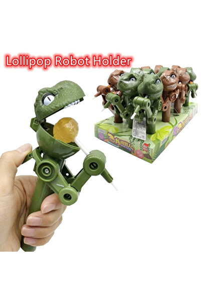 Choice قطعة واحدة - حامل مصاصات على شكل ديناصور بلون عشوائي، حامل روبوت مصاصا...