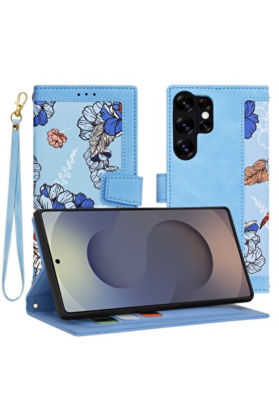 SKYDDAR INNOVATION Case for Samsung Galaxy S25 Ultra, Flipcraft Made of -Leather, Sticker Set, Blue