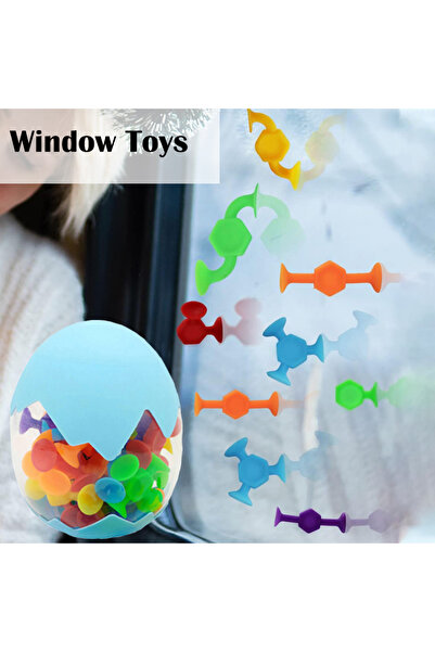 Choice 50pcs Suction Cup Toys, With A Eggshell For Storage, Construction Toy For Kids, Bath And Travel T...