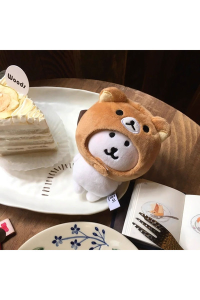 Miniso لا دمية كاواي ريلاكوما غطاء رأس دب مريح 10 سم دمية قطنية قلادة مجوهرات...