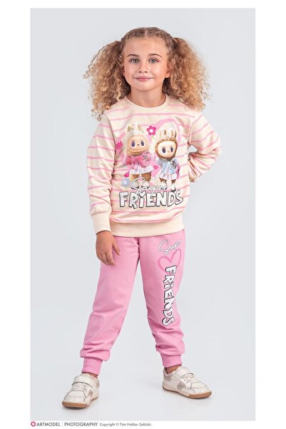 Yağmur Giyim طقم رياضي بناتي من القطن 100% بنمط لابوبو بخيطين، للأعمار من 3 إ...