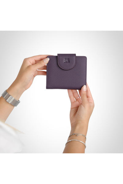 MFT Leather Design Genuine Leather Women's Wallet |   Mira 1437 Flother Mat Purple