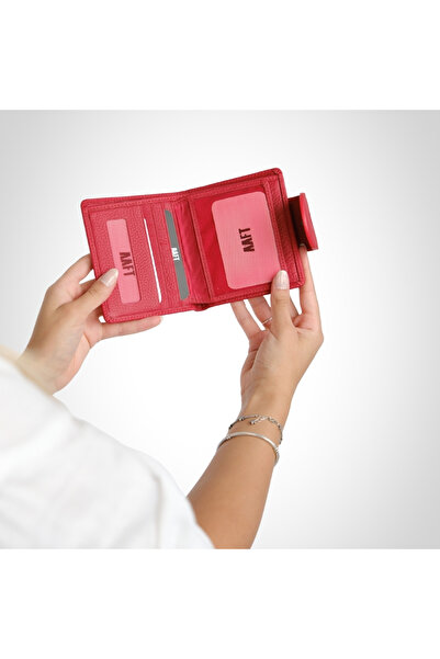 MFT Leather Design Genuine Leather Women's Wallet |   Mira 1437 Flother Matte Red