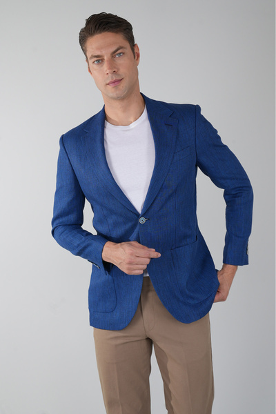 Bisse Men's Platinum Regular Fit Linen Jacket Stone