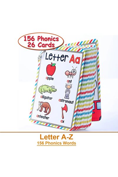 Choice 156 بطاقة لتعلم الصوتيات و26 حرفًا أبجديًا وكلمات: ألعاب تعليمية ممتازة لمرحلة الطفولة المبكرة باللغة الإنجليزية