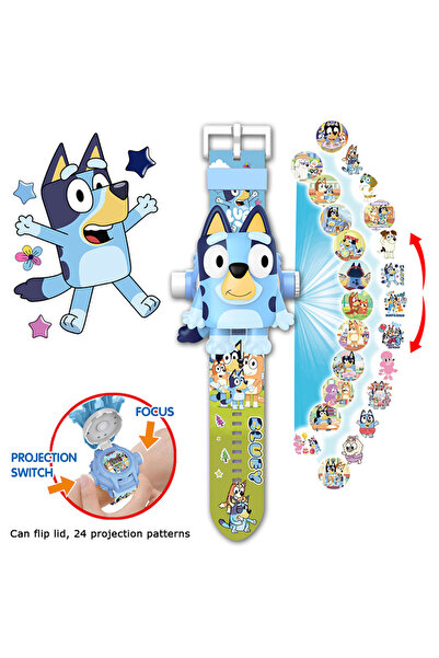 Choice opp bag 1 Bluey Anime Figure Model Children's Toy 24 Projection Watch Cartoon Digital Clock Boy Girl