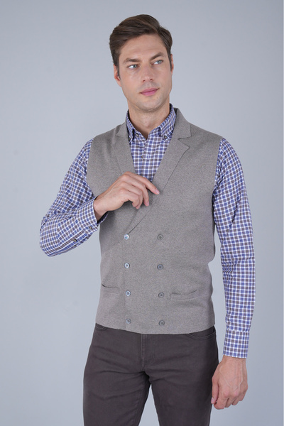 Bisse Mink Double-Breasted Wool Men's Vest