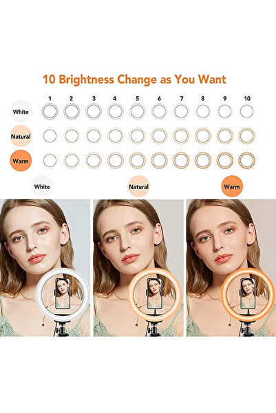 Primo Plus Dimmable 10-Inch LED Ring Light with Tripod Stand Multicolor