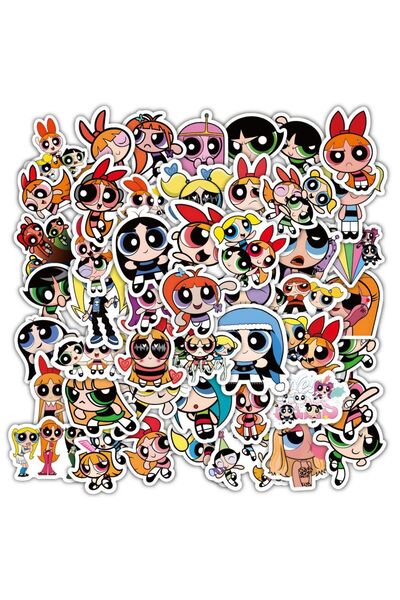 Choice A-60pcs 60pcs The Powerpuff Girls Character Stickers Girls Kawaii Handbook DIY Waterproof Stickers S