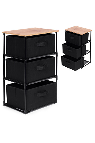 zola Organizer shelf with 3 boxes, steel frame, chipboard top, dimensions 40 x 30 x 68 cm, black/brown