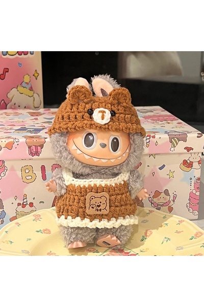 Choice ملابس دمية الدب البني من No Doll لـ Labubu مجموعات حياكة يدوية لطيفة ع...