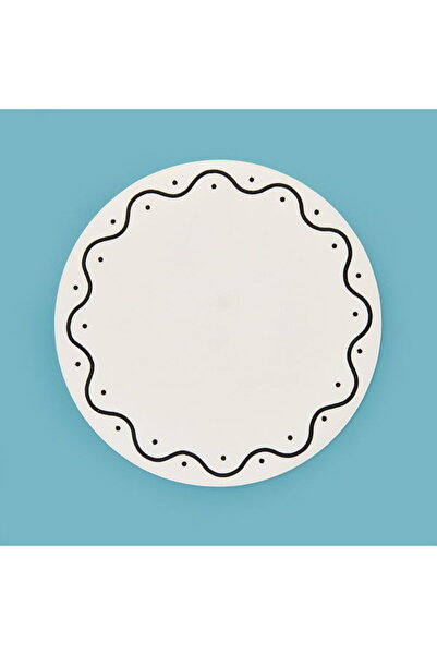 Evidea Kitchen Round Leather Placemat - White / Black - 38 cm
