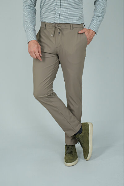 Bisse Bej Jagger Lastikli Rahat Spor Erkek Pantolon