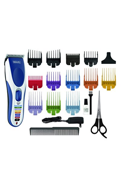 Wahl Color Pro Rechargeable Cord/Cordless Hair Clipper, 19 pcs, Black/Blue, 9649-1627