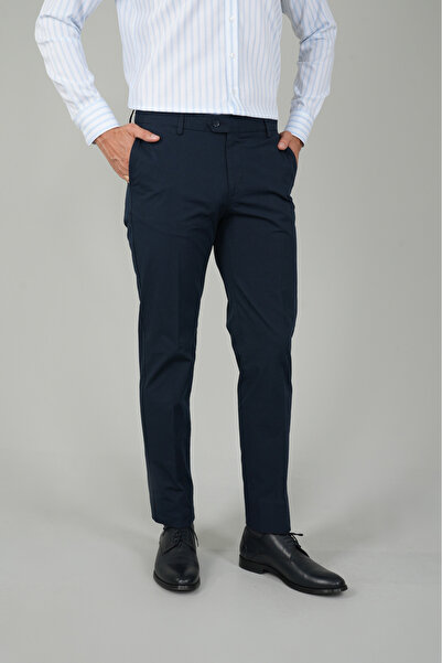 Bisse Lacivert Pamuk 4 Cepli Pilesiz Erkek Pantolon