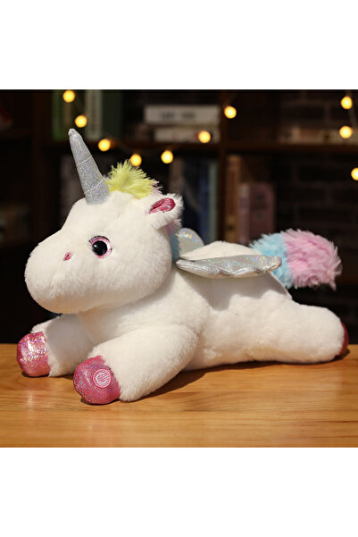 Choice وسادة مضيئة بيضاء 38 سم، لعبة إبداعية محشوة ناعمة، وسادة وحيد القرن ال...