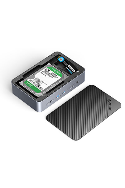 Orico D35M2 10in1 Dock, 3.5" HDD & M.2 NVMe, HDMI, 2.5G LAN, USB 3.2, PD100W, Type-C Disk Kutusu