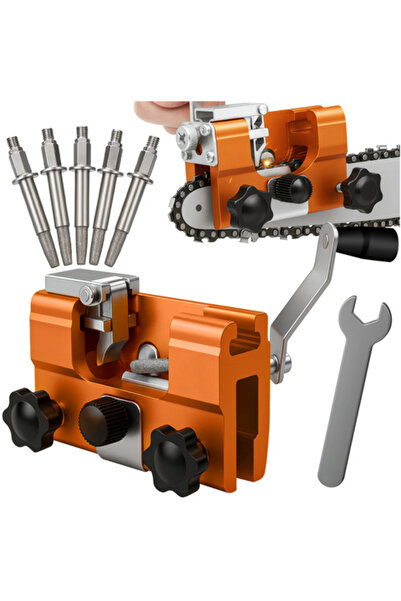 zola Dispozitiv manual de ascutit lantul de drujba, 4 lame piatra incluse, 10 x 5.5 x 6.5 cm