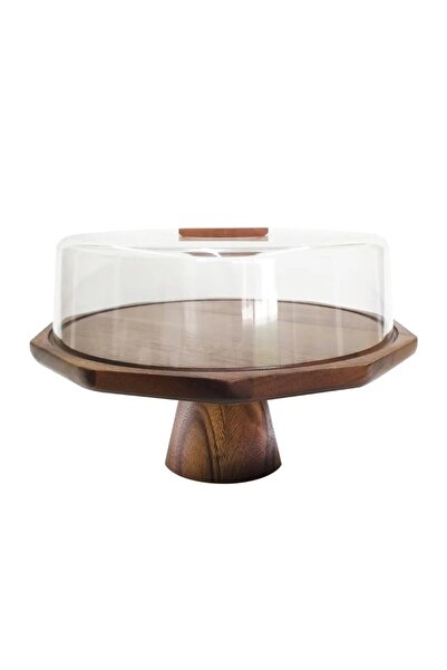 Billi طبق كيك خشبي مثمن الشكل