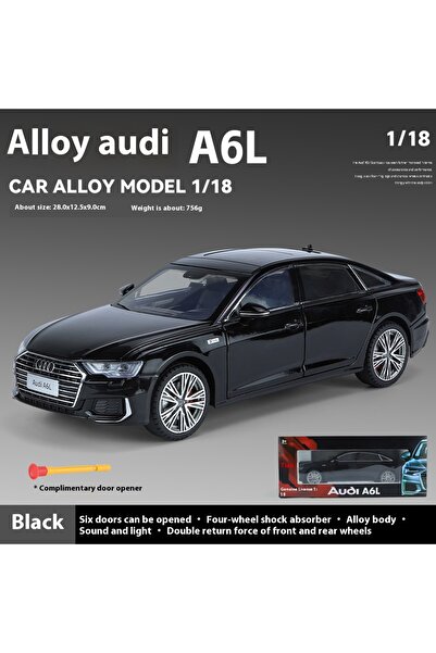 Choice لعبة سيارة أودي A6L بمقياس 1:18 مصنوعة من خليط معدني باللون الأسود مع ...