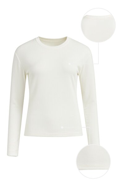 SCZ Kadın Uzun Kollu Düz Basic Body – Ekru