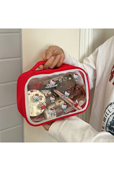 Miniso 2 Sanrio Hello Kitty Portable Travel Storage Bag Hand Cosmetic Bag Cartoon Kitty Cat Large-capacity.