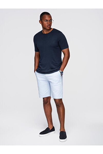 OMBRE Pánská klasická pletená košile s žebrovanými manžetami - tmavě modrá V1 OM-TSCT-0252 XXL