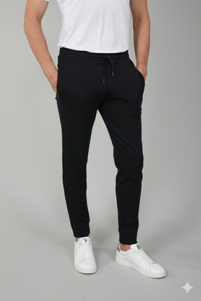 Bisse Men's Cotton Lycra Black Sweatpants