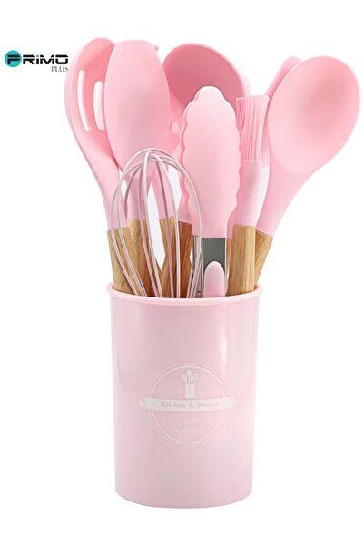 Primo Plus 11-Piece Non-Stick Silicone Cookware Set with Wooden Handle