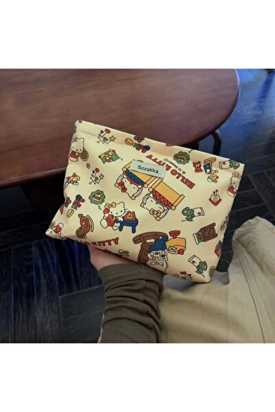 Choice 1 New Sanrio Hello Kitty Printed Cosmetic Bag Cartoon Kitty Cat Pattern Portable Washing Cosmetic B.