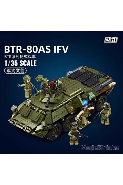 Sluban 611pcs no box 611PCS Military BTR-80AS IFV Armored Personnel Carrier Model Building Blocks Ed