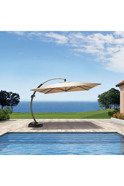 Living Accents مظلة خارجية معلقة بإطار من الألومنيوم المتين مع قاعدة 3.5 × 3....