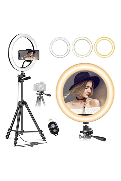 Primo Plus Dimmable 10-Inch LED Ring Light with Tripod Stand Multicolor