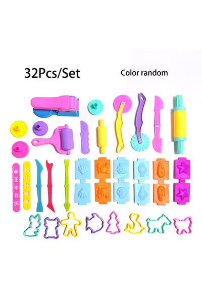 Choice 32pcsrandom color 25-32pcs Play Dough Model Tools Kit Creative Plasticine Molds Set Clay Cutters Mou