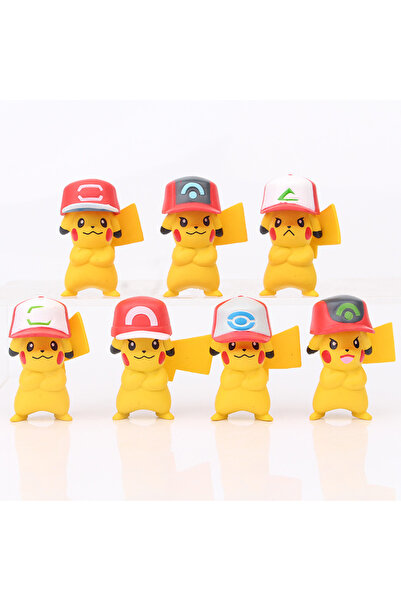 BANDAI 7PCS 7Pcs/Lot Cute Pikachu Pokemon Snorlax Mini Figure 1.8-3cm Micro Landscape Cake Decoration Kawai