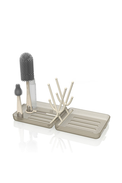 Choice1 A Travel Bottle Brush Set, Auto-Open Rack & Vertical Brushs Drying Slots, 3 Brushes, Foldable Dryin.