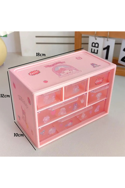 Choice مينيسو وردي اللون مع ملصقات، صناديق تخزين سانريو بثلاثة أرفف، شخصيات أ...