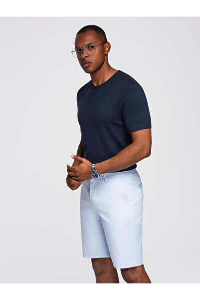 OMBRE Pánská klasická pletená košile s žebrovanými manžetami - tmavě modrá V1 OM-TSCT-0252 XXL