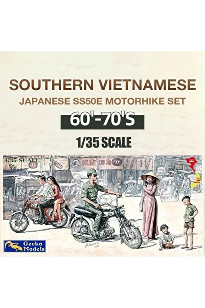 Choice 1/35 Gecko Model Kit 35GM0127 60 '~ 70's Southern Vietnamese & Japanese SS50E Motorbike Set Assem...