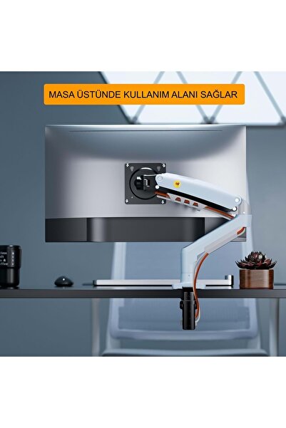 Triline NB F80-XE Beyaz 17-30" Amortisörlü 2-9Kg Ergonomik Monitör Tutucu Vesa Monitör Standı