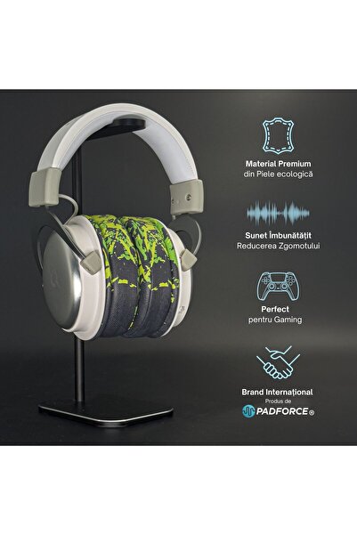 PadForce Set of 2 GamingXL sponges for HyperX, Aqirys, SteelSeries, Logitech, ATH, Velvet - Forest