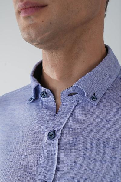 Bisse Erkek Lacivert Uzun Kol Paşa Yaka Cepli Gömlek