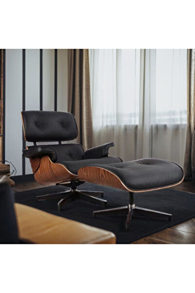 micasa Top Grain Leather Lounge Chair with Leg Rest